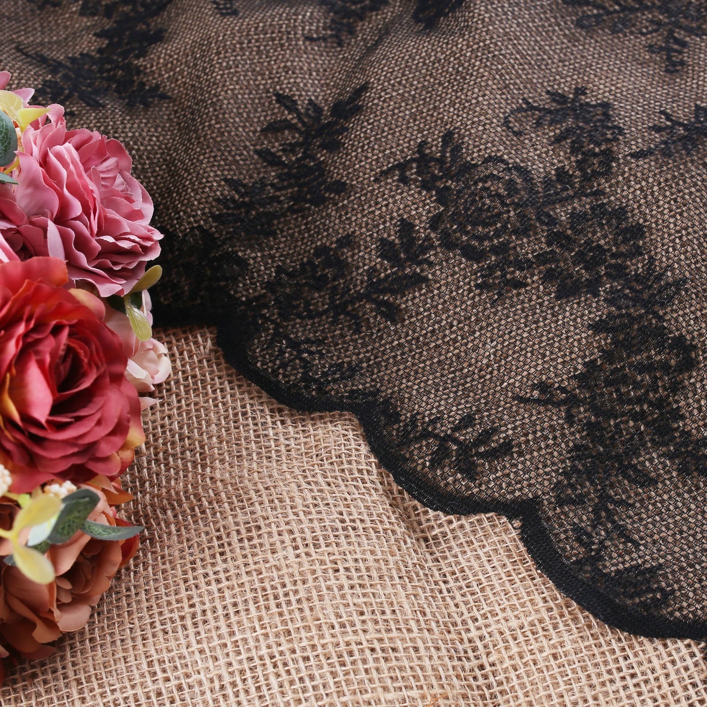 Vintage Spitze Floral Transparenter Vorhang mit Stangentasche Romantische Fenster Gardinen für Wohnzimmer 2 Stück/Set Kaufschwan®
