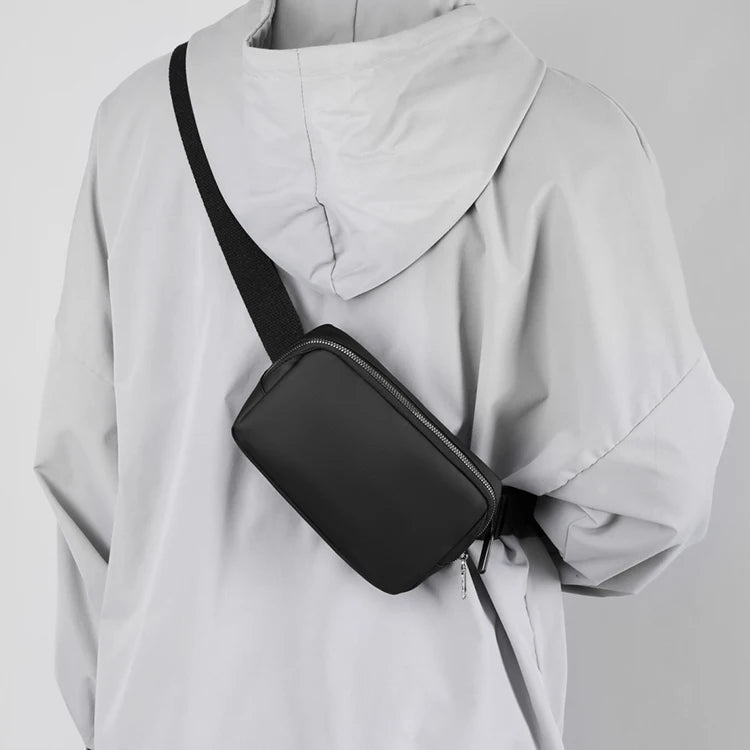 Unisex Schwarze Gürteltasche – Verstellbarer Schultergurt | Outdoor Crossbody Brusttasche, Langlebig & Modisch Kaufschwan®