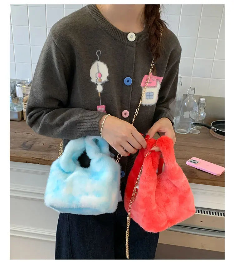 Modische Nischen-Handtasche mit Farbverlauf – Plüsch Damen Crossbody & Schultertasche im Trendigen Design Kaufschwan®