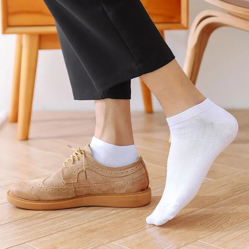 5 Paare Herren Schwarze Bootssocken | Einfarbig Atmungsaktiv Bequem Hochwertige Knöchelsocken Kaufschwan®