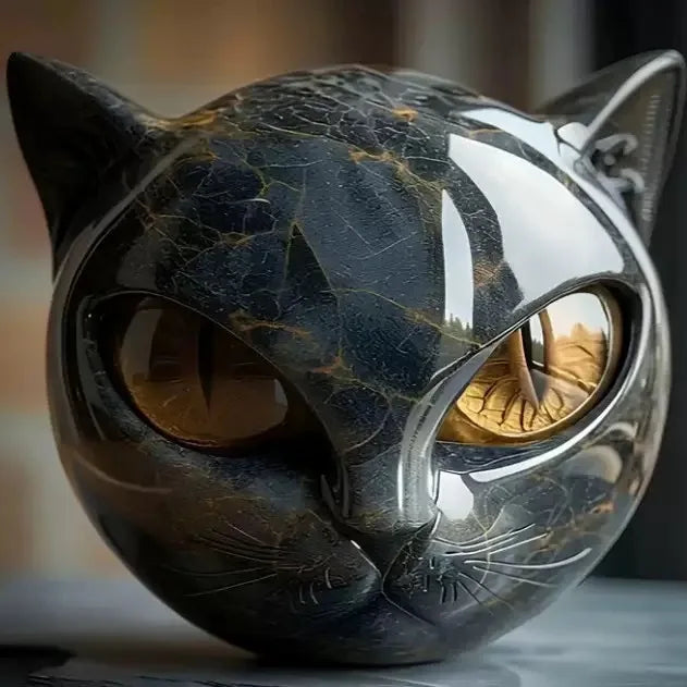 Schwarze Marmor Katzen Skulptur – Tischdekoration Katzenstatue für Zuhause, Fenster und Partys