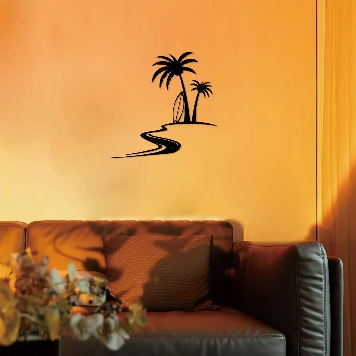 Strand Kokospalmen Metall Wandbild – Innen & Außen Küstendekoration Kaufschwan®