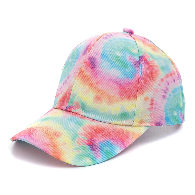 Neue Outdoor Freizeit Tie-Dye Kappe | Damen Regenbogen Bunte Baseballkappe | Streetwear Sommerhut Kaufschwan® Mehrfarbig 56cm-60cm