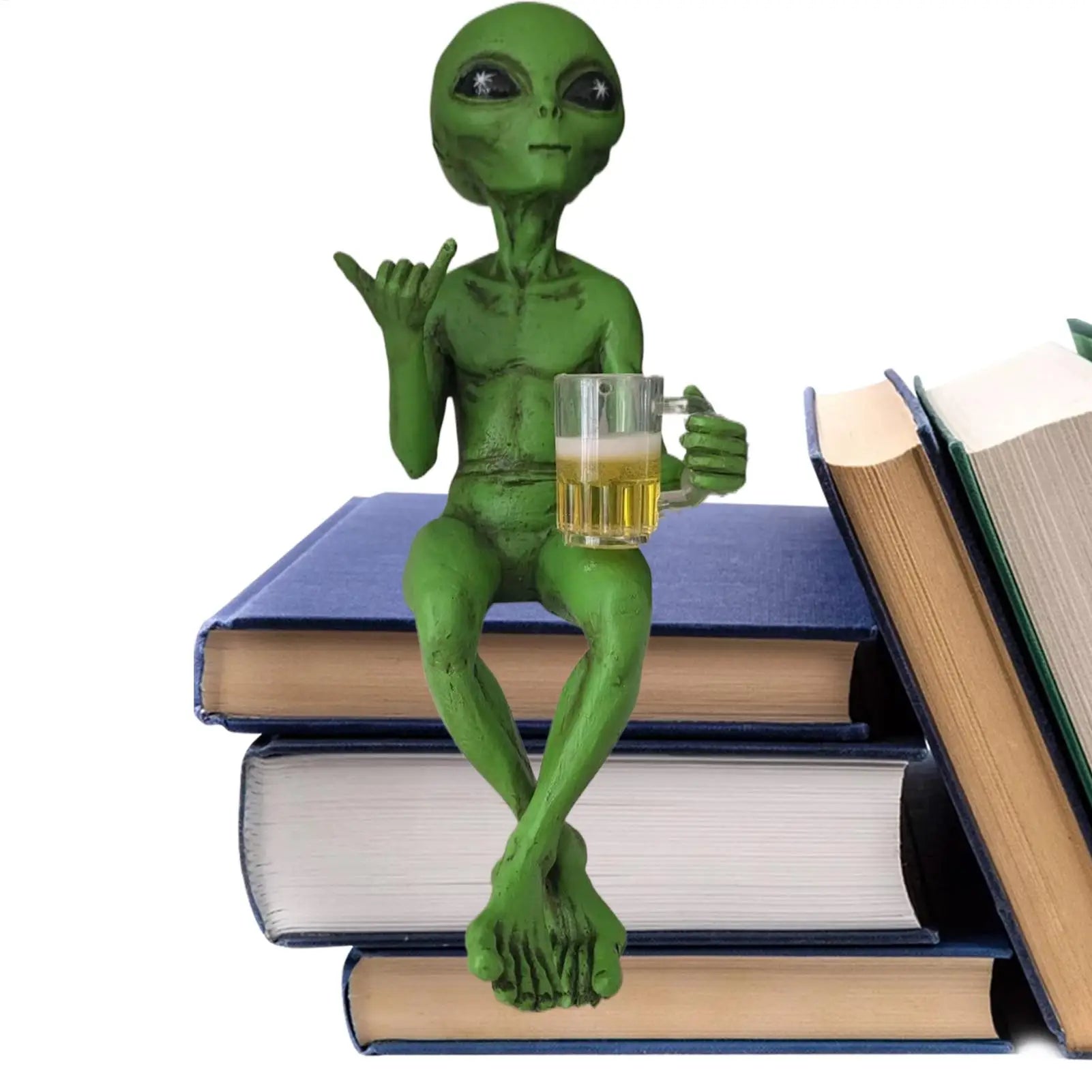 Grüne Alien Statue – Lustige Resin Alien Skulptur als Tischdekoration und Deko Kaufschwan®