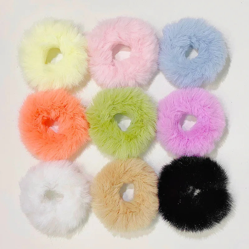 Bunte Flauschige Haargummis | Plüsch-Scrunchies für Damen & Mädchen | Weiche Elastische Pferdeschwanzhalter Kaufschwan®