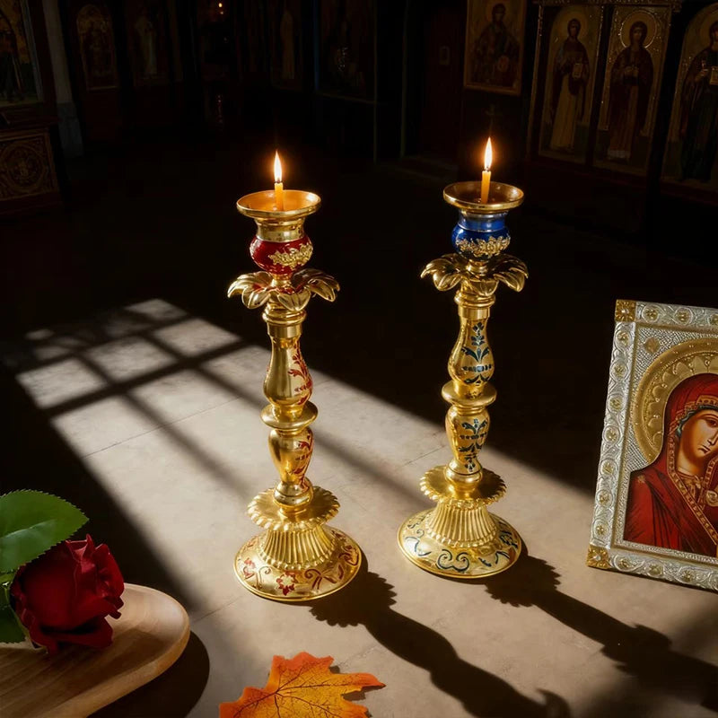 Orthodoxer Kerzenhalter – Handgefertigter Komposit Kerzenständer für Zuhause, Villa, Wohnzimmer & Party Dekoration Kaufschwan®