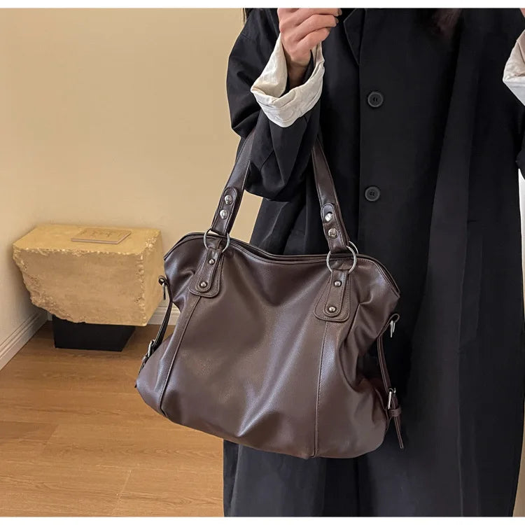 Damen Schultertasche – Hochwertige Kunstleder Handtasche mit Kontrastfarben | Weiches Innenfach & Reißverschluss Kaufschwan®