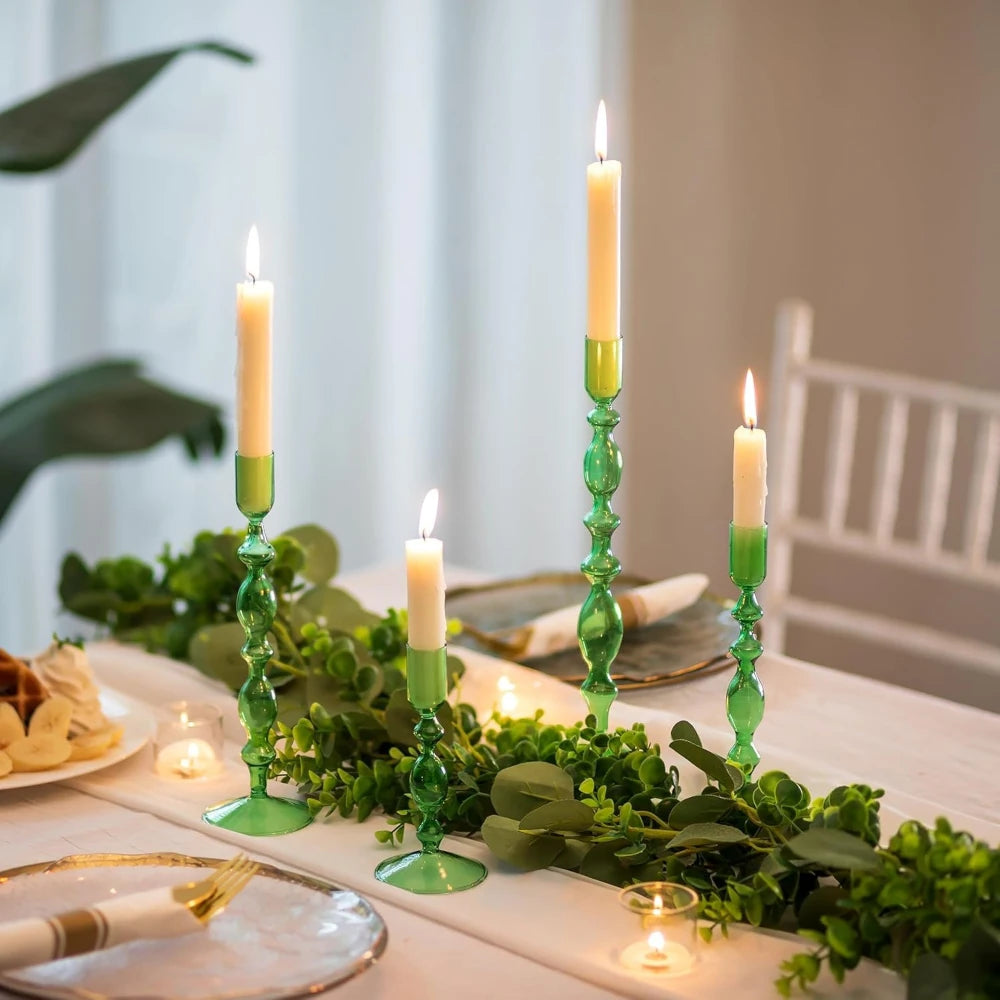 Transparente (3 Stück) Kerzenhalter – Elegante Gewellte Kerzenständer für Stabkerzen zur Wohn- & Party Dekoration