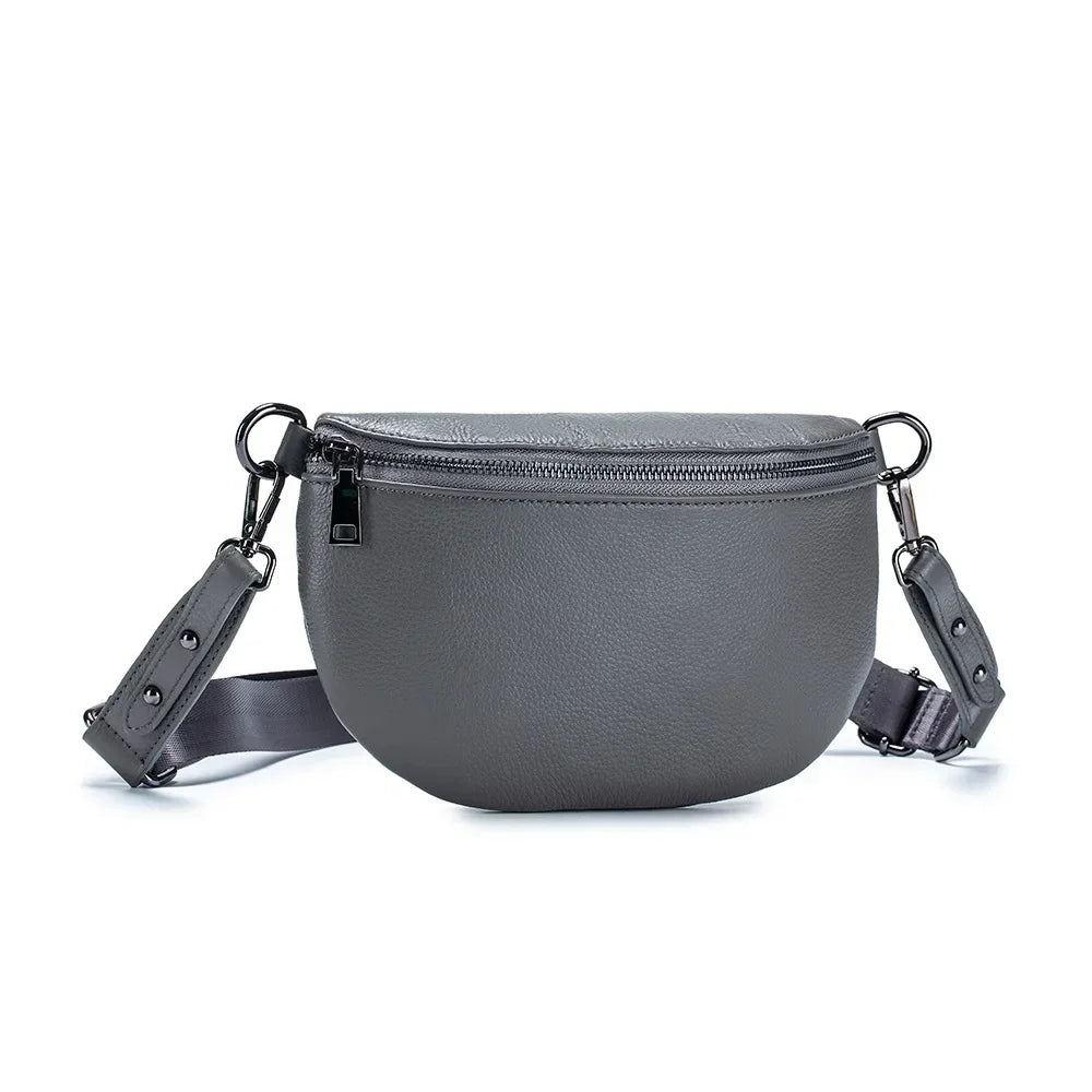 Echtleder Kleine Brusttasche für Damen – First-Layer Rindsleder Handy Tasche, Schulter- & Crossbody Handtasche Kaufschwan® Grau