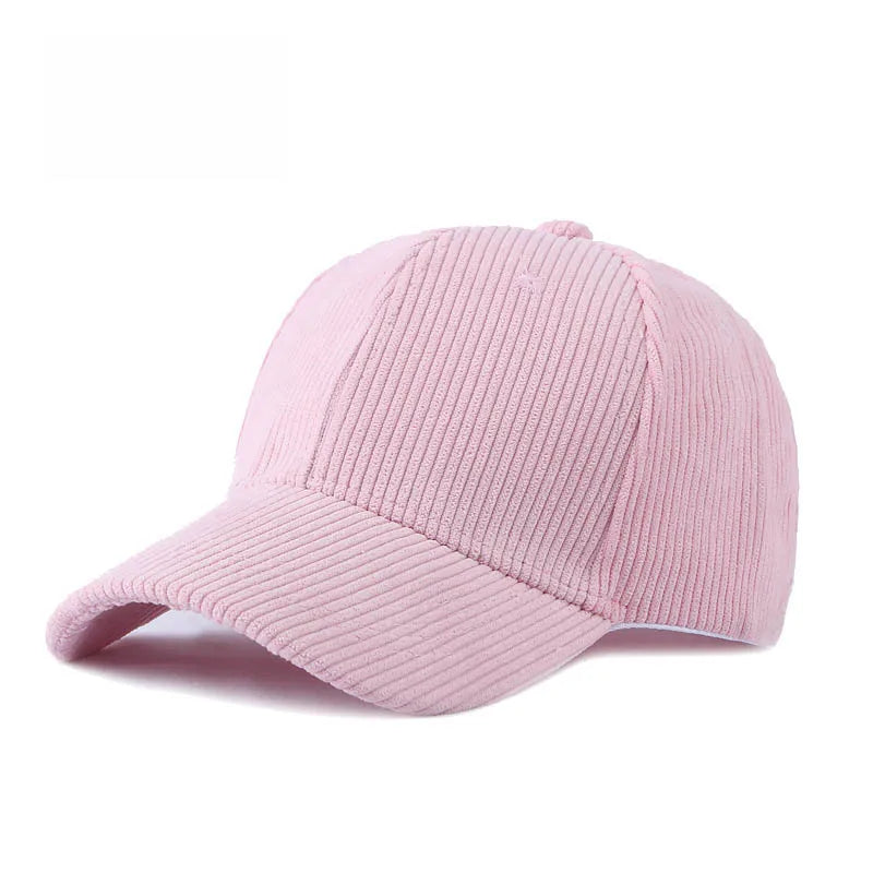 Corduroy Baseballkappe | Damen & Herren Baumwolle Einfarbige Sonnenkappe | Herbst Warm Hip Hop Snapback Anglerhut Kaufschwan® Hellrosa