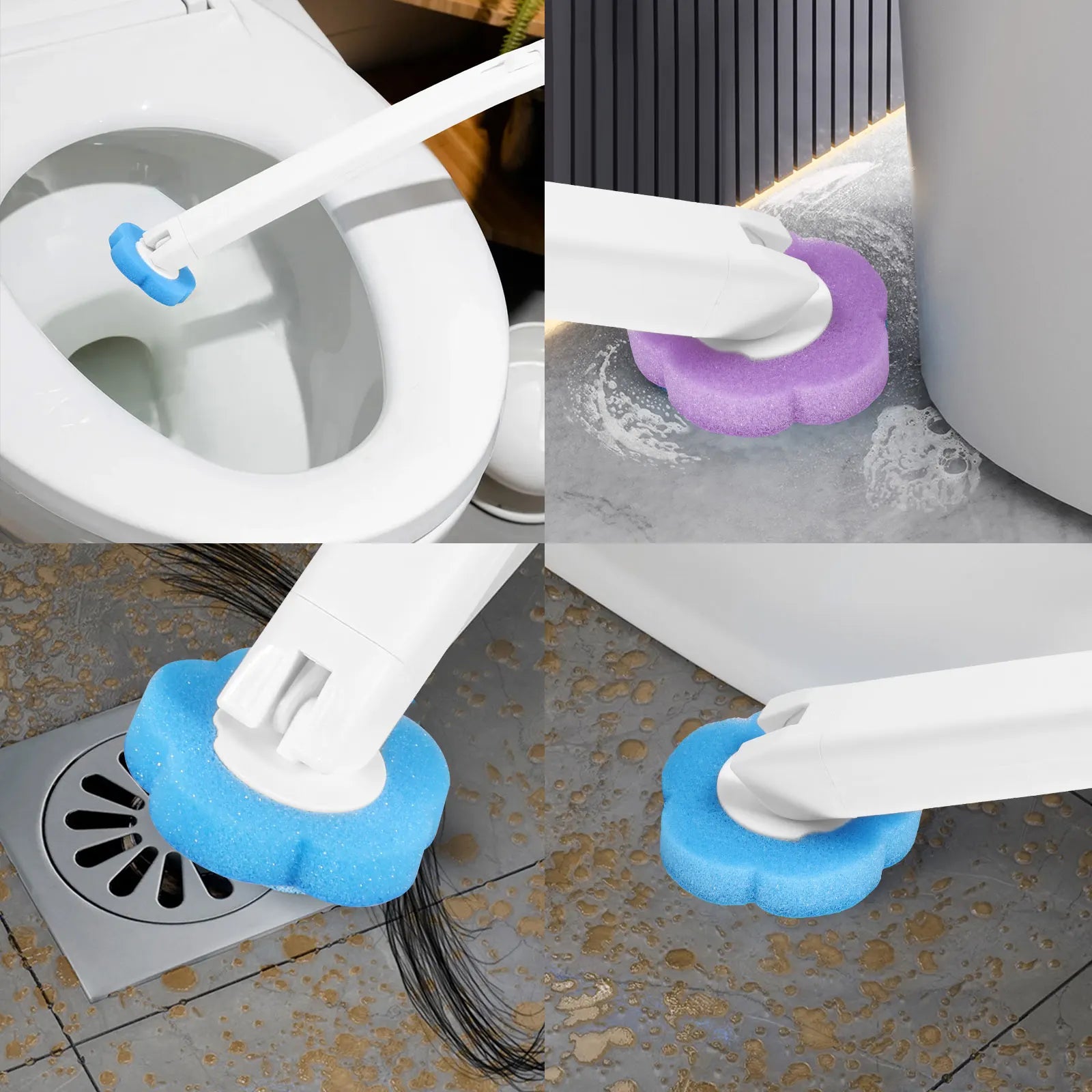 Einweg-Toilettenbürsten-Set mit Ersatzköpfen & langem Griff – WC-Reinigungsset mit automatischem Deckel Kaufschwan®
