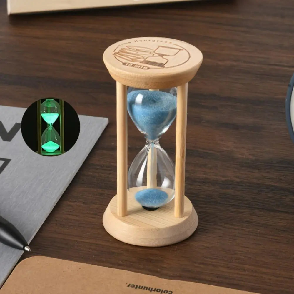 Bambus Leuchtende Sanduhr – Kreativer Fluoreszierender Glas Timer mit Naturrahmen