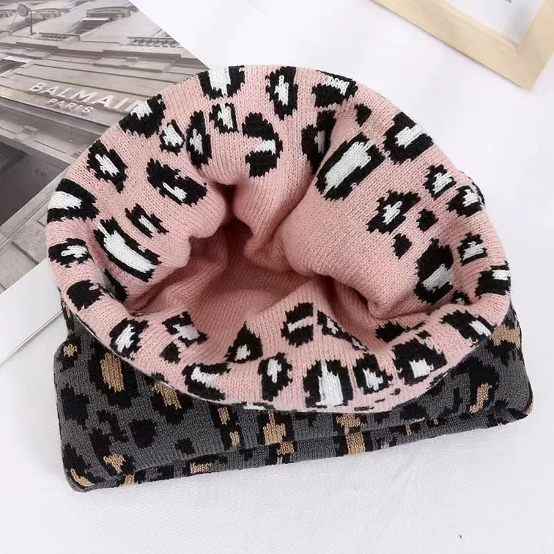 Dicke Leopard Jacquard Beanie Mütze – Trendige Unisex Strickmütze für Herbst & Winter | Warme Vintage Hip Hop Mütze für Damen & Herren Kaufschwan®