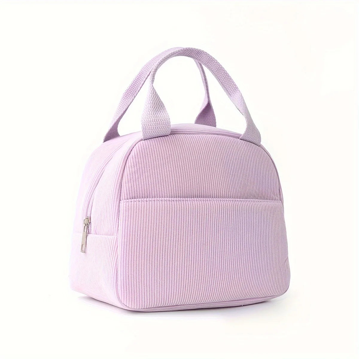 Wiederverwendbare Isolierte Kühltasche – Bestickte Cord Lunchbag | Tragbare Kühltasche für Kinder, Schule, Arbeit & Reisen Kaufschwan® Lila