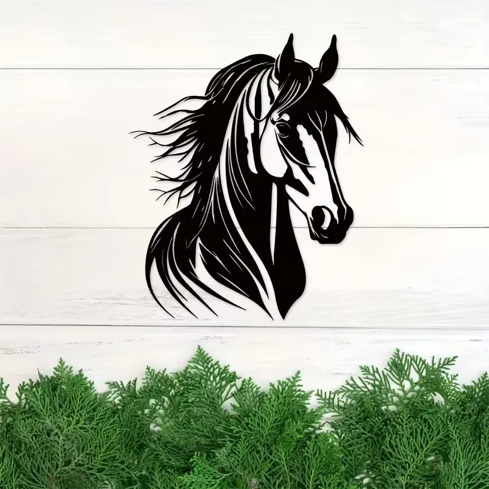 Charmantes Pferdekopf Metall Wandbild – Landhaus Innen & Außen Dekoration Kaufschwan®