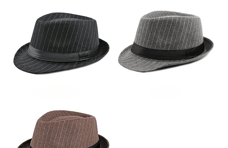 Herbst & Winter Herren British Wollhut – Retro gestreifter Jazzhut, Vielseitiger Hut für Männer mittleren und höheren Alters Kaufschwan®