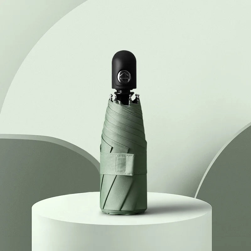 Mini Vollautomatischer Schirm – UV-beständiger Vinyl-Sonnenschutz 5-Fach Faltbarer Tragbarer Reise-Regenschirm für Sonne & Regen