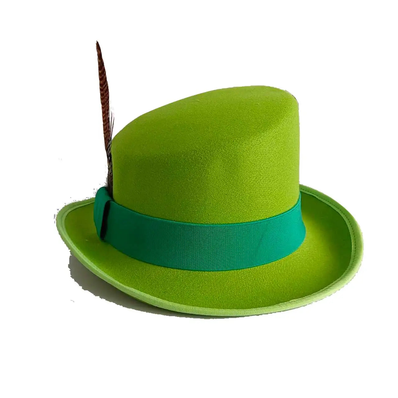 Großer High-Top Fedora Hut – Gentleman Bowler Hut, Britischer Stil, Herbst & Winter, Magic Hat für Herren Kaufschwan® Grün 60-62CM