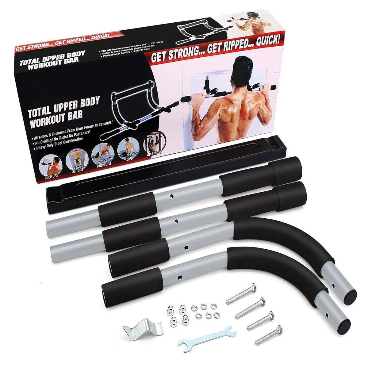 Türrahmen-Klimmzugstange ohne Bohren – Verstellbare Horizontale Trainingsstange für Zuhause | Fitnessgerät für Oberkörpertraining Kaufschwan®