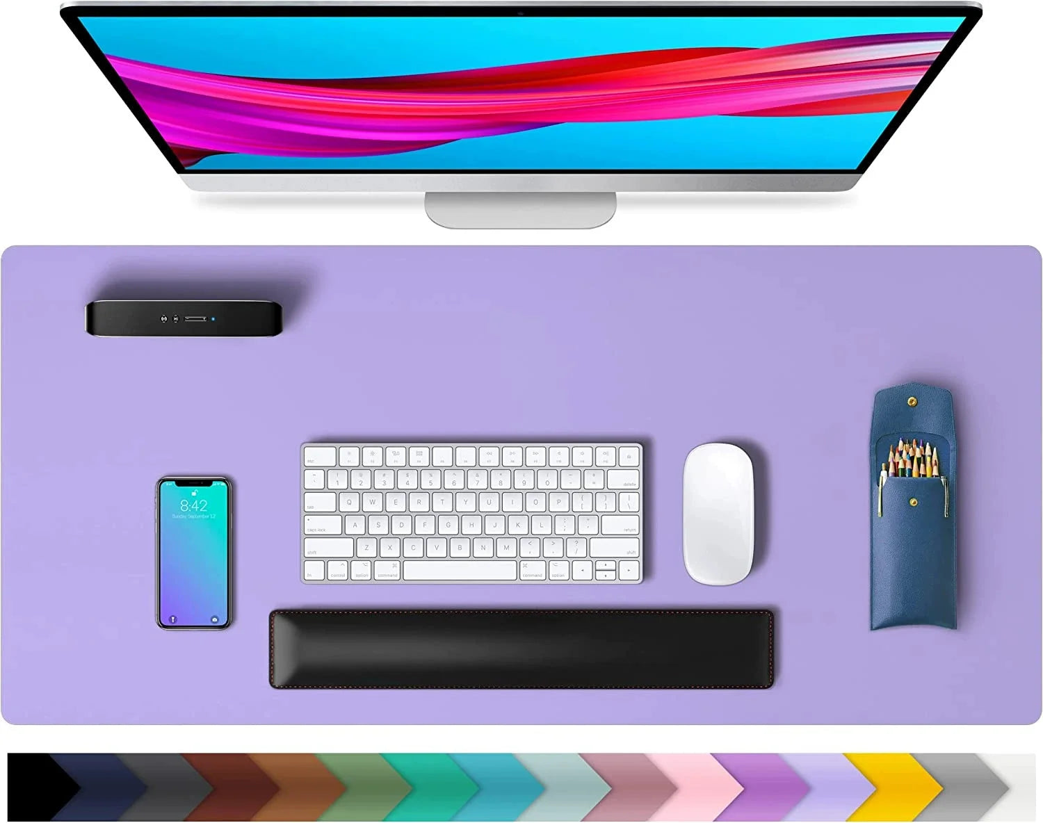 PU Leder Schreibtischunterlage – Groß 60x30cm Wasserdichtes Mousepad | Tastaturmatte & Gaming Mauspad Kaufschwan® Lila
