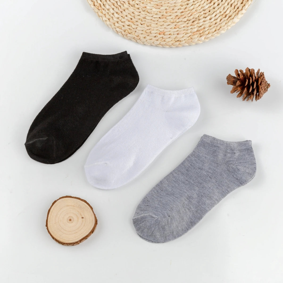 5 Paare Herren Schwarze Bootssocken | Einfarbig Atmungsaktiv Bequem Hochwertige Knöchelsocken Kaufschwan®