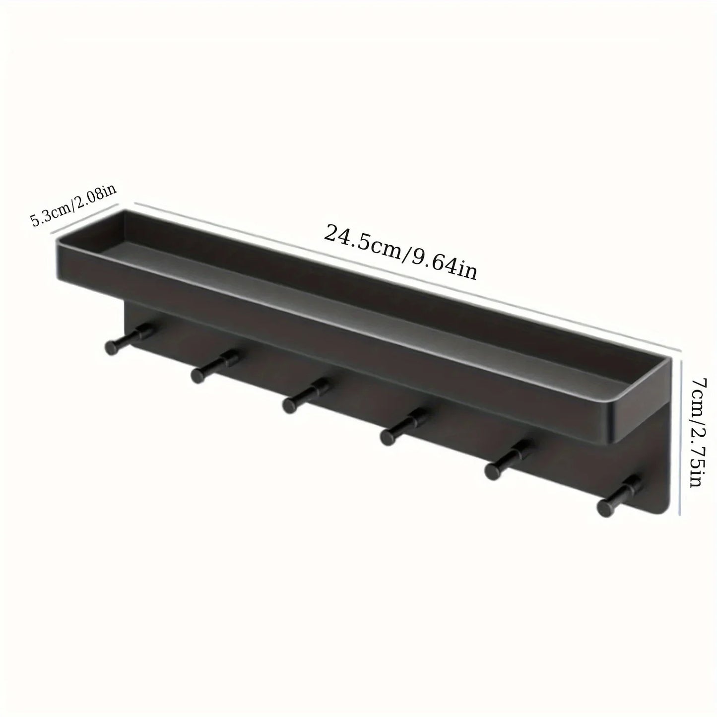 Wand Schlüsselhalter & Postablage – Wandregal mit 6 Haken | Multifunktionaler Organizer für Küche, Bad & Eingangsbereich