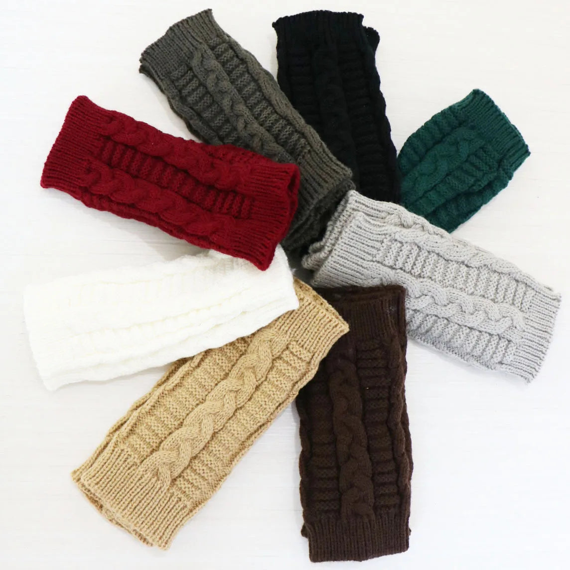 Damen Stylische Handwärmer – Fingerlose Strickhandschuhe | Winter Armwärmer mit Zopfmuster aus Kunstwolle Kaufschwan®