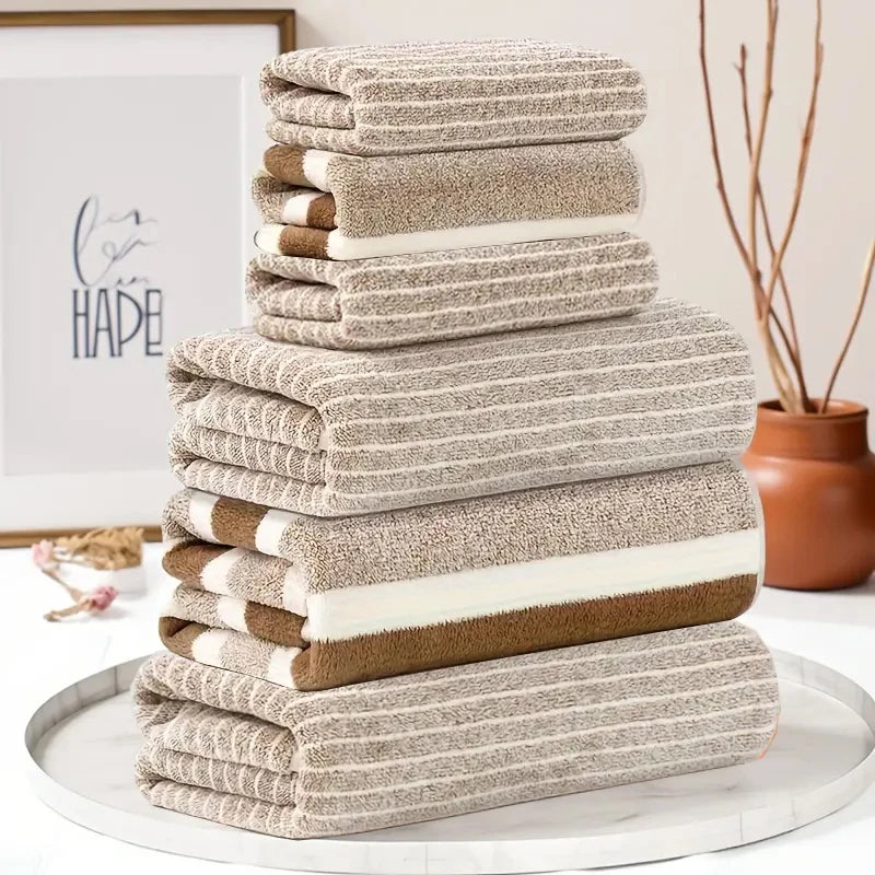 6-teiliges Coral Fleece Handtuch Set – 3 Badetücher & 3 Waschlappen | Weich, Saugfähig & Komfortabel für Dusche, Fitness & Hotel Kaufschwan®