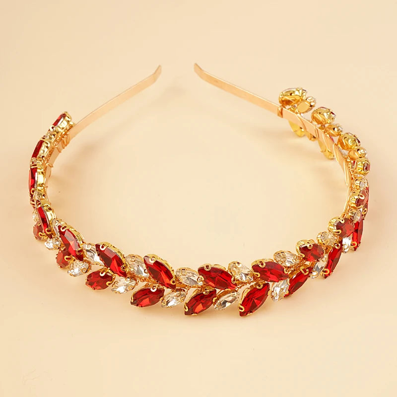 Kristall-Braut-Haarreif - Funkelndes Strass-Haaraccessoire für Damen & Mädchen Kaufschwan® Rot