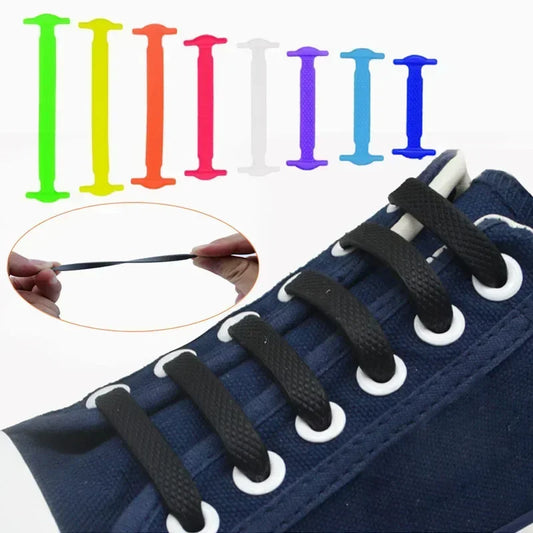 16 Stück Silikon Elastische Schnürsenkel – T-förmige No-Tie Laces | Unisex Mode Schuhbänder für Sneaker & Freizeitschuhe Kaufschwan®