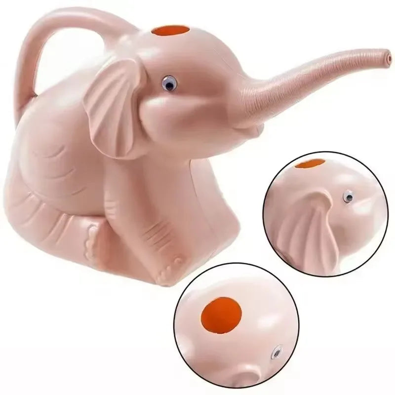 Cartoon Elephant Design Gardening Watering Can Ergonomic Handle Lightweight Plastic Pot for Flower Potted Plant Irrigation Care Kaufschwan®