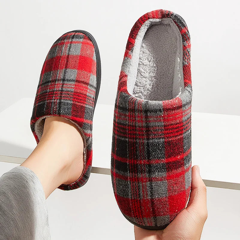 Herren Plüsch Hausschuhe | Bequeme Memory Foam Schuhe | Winter Warm & Weich Schlafzimmer Hausschuhe