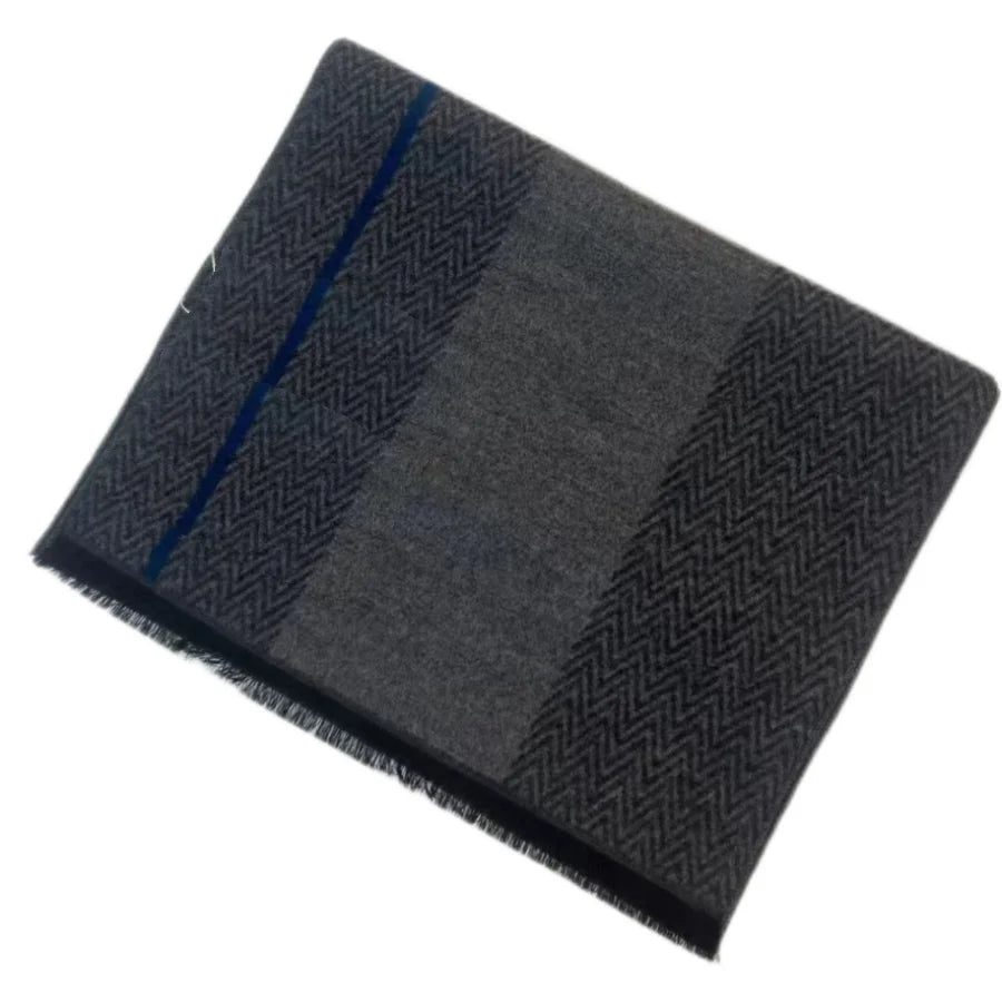 Winterschal für Herren | Karo Streifen & Paisley Jacquard | Beidseitiger Kaschmir-Imitat Halswärmer – Warm & Winddicht