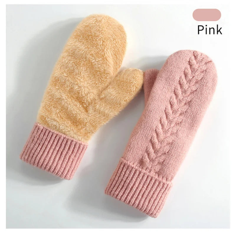 Strickhandschuhe Winter – Doppel-Layer Samt Gefüttert | Warme Verdickte Vollfinger Winterhandschuhe für Damen & Herren Kaufschwan®