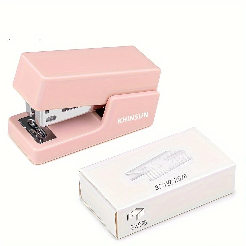 Mini Hefter Set mit 24/6 Klammern – Buntes Büro- & Schulbedarf Hefter-Set Kaufschwan® Rosa Set