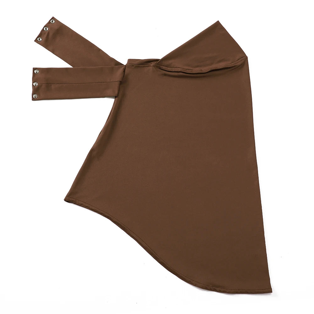 Schnellverschluss Hijab – Premium Jersey Schal mit Bändern & Knöpfen | Vollbedeckende Unterhaube Turban für Muslimische Frauen Kaufschwan® Braun