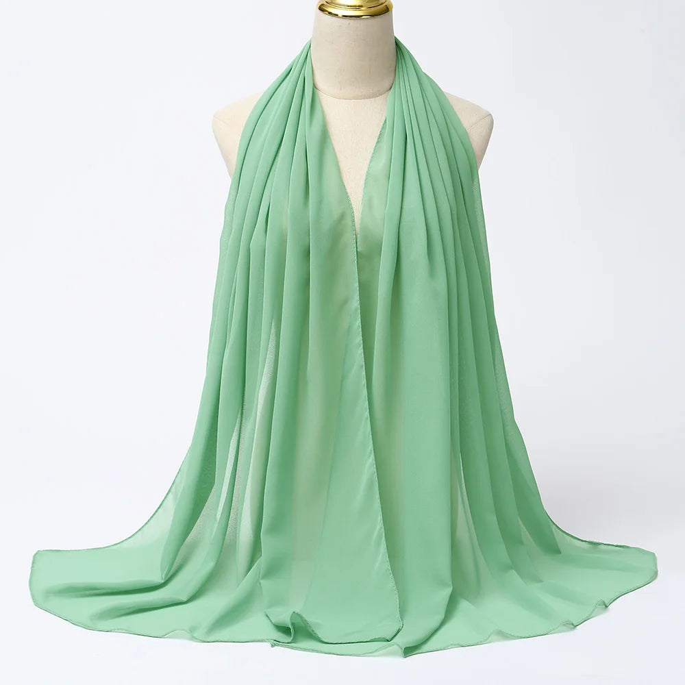 Muslimischer Chiffon Hijab Schal – Damen Langer Einfarbiger Kopf Schal | Eleganter Jersey Schleier & Modisches Umschlagtuch