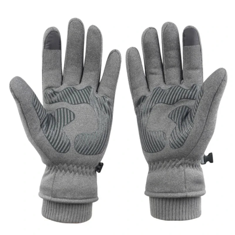 Herren Skihandschuhe – Wasserdichte Winddichte Winter Fäustlinge | Rutschfest Gefüttert mit Samt, Schneemobil & Motorrad Handschuhe für Winterreisen Kaufschwan® Grau