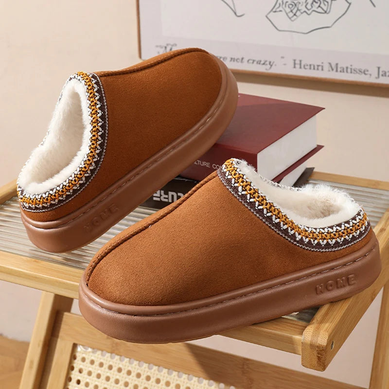 Modische Flauschige Plattform-Pantoffeln für Damen | Winter Plüsch & Warme Baumwollschuhe | Bequeme Rutschfeste Unisex Hausschuhe Kaufschwan®