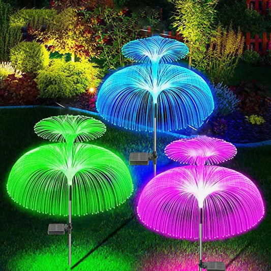 Solar Gartenlichter – Wasserdichte Faseroptik Qualle Rasenlichter für Terrasse, Villa & Hofdekoration Kaufschwan®