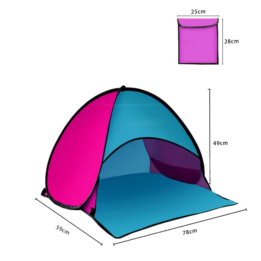 Tragbares Mini Sonnenschutz Zelt – Outdoor Kopfzelt Strand Sonnenschutz Wind- & Sandfest Pop-Up Sonnenblende Kaufschwan® Pink