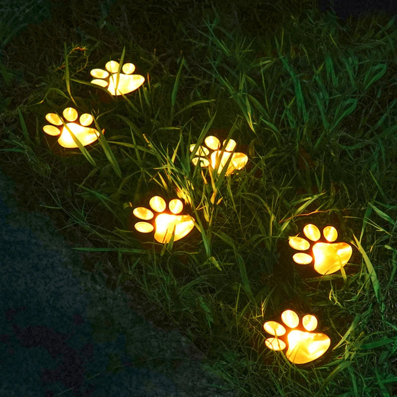 Solar Gartenlichter mit Pfotenabdruck – 4er Set LED-Erdlichter Wasserdicht für Rasen, Weg & Hofdekoration Kaufschwan®