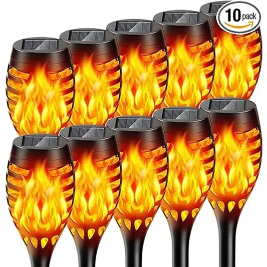 1/2/4/6/8/10 Stück Solar Flammen Fackellichter – Flackernde wasserdichte Gartenbeleuchtung für Rasen, Wege, Hof & Terrasse Kaufschwan®