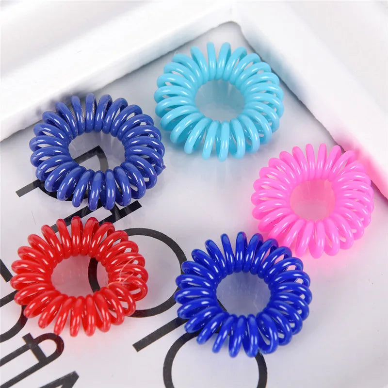 10 Stück Elastische Telefonkabel-Haargummis | Spiral-Kabel Scrunchies | Weiche Elastische Gummibänder für Pferdeschwänze & Haar-Accessoires Kaufschwan®