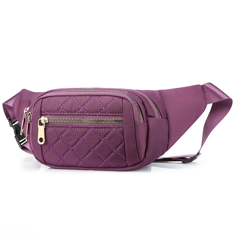 Damen Wasserdichte Nylon Gürteltasche – Designer Crossbody Brusttasche | Modische Fanny Pack, Banana Hip Bag & Reise Hüfttasche Kaufschwan® Lila