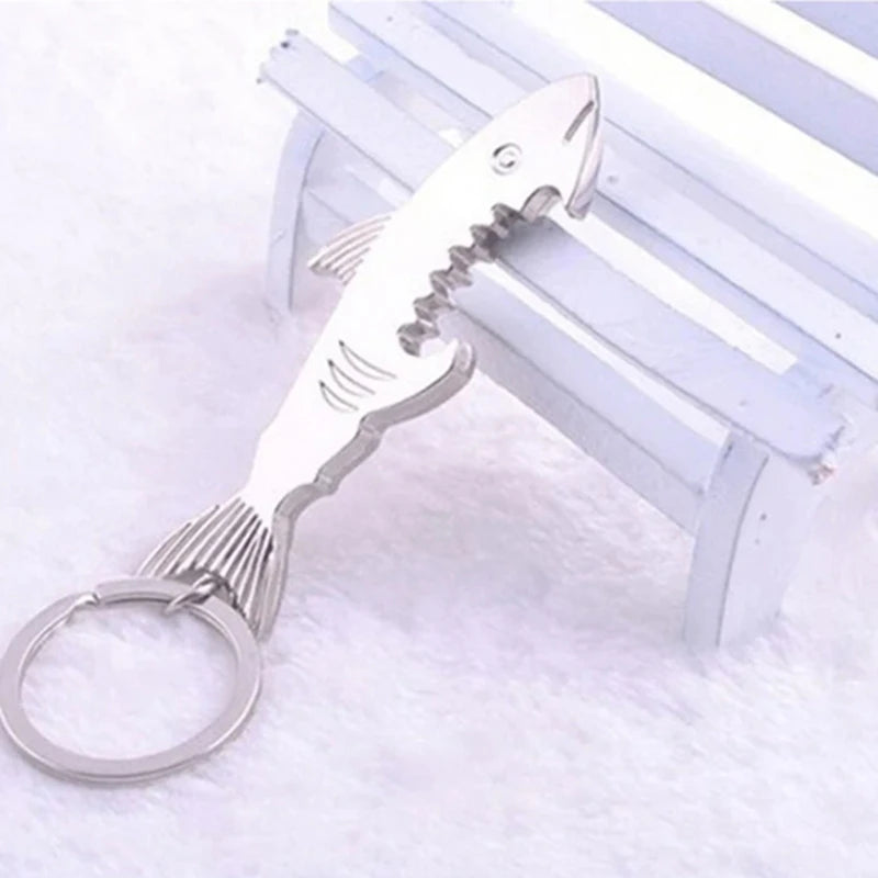 Hai Flaschenöffner Schlüsselanhänger – Silber Zinklegierung Bar Werkzeug Geschenk Kaufschwan®