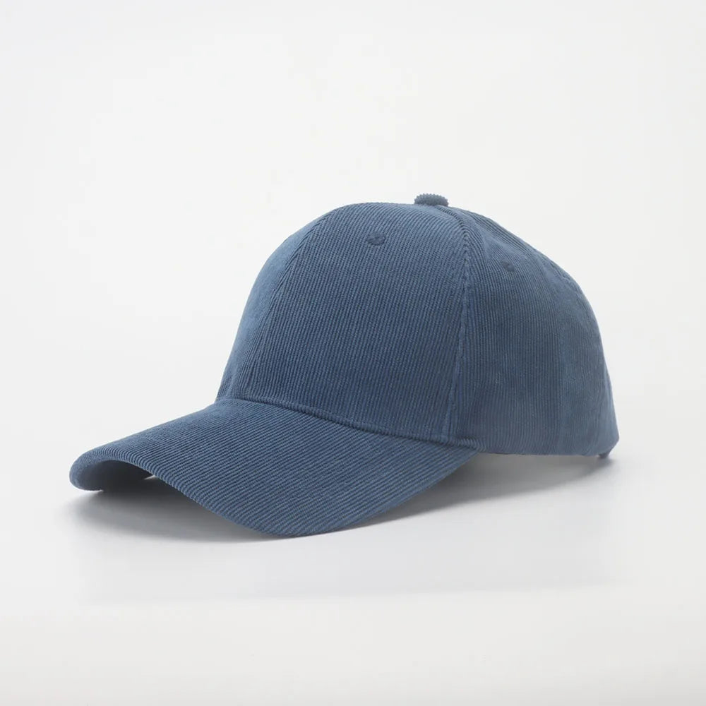 Corduroy Baseballkappe | Damen Retro Einfarbige Dad Hat | Herbst Winter Hüte für Herren & Damen | Unisex Freizeit Gebogener Schirm Kaufschwan® Blau 56-58cm