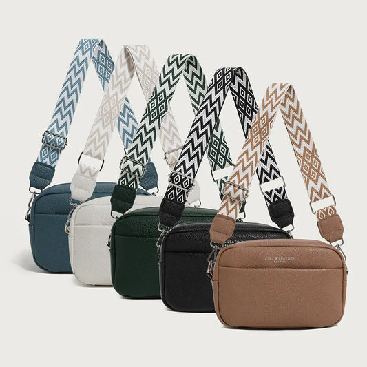Modische Schultertasche mit Breitem Riemen – Damen Kleine Quadratische PU Leder Handtasche mit Reißverschluss & Handyfach Kaufschwan®
