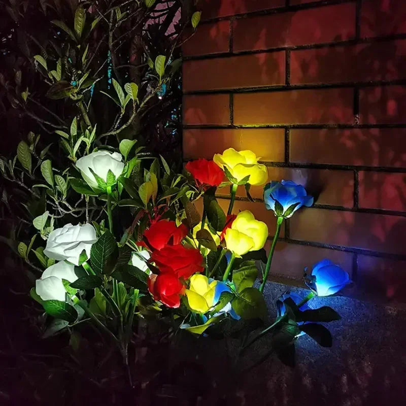 5-Köpfe Solarlichter – Außen Dekorative Rosenblumen Rasenlampe für Hof, Terrasse, Garten & Weihnachtsdekoration Kaufschwan®