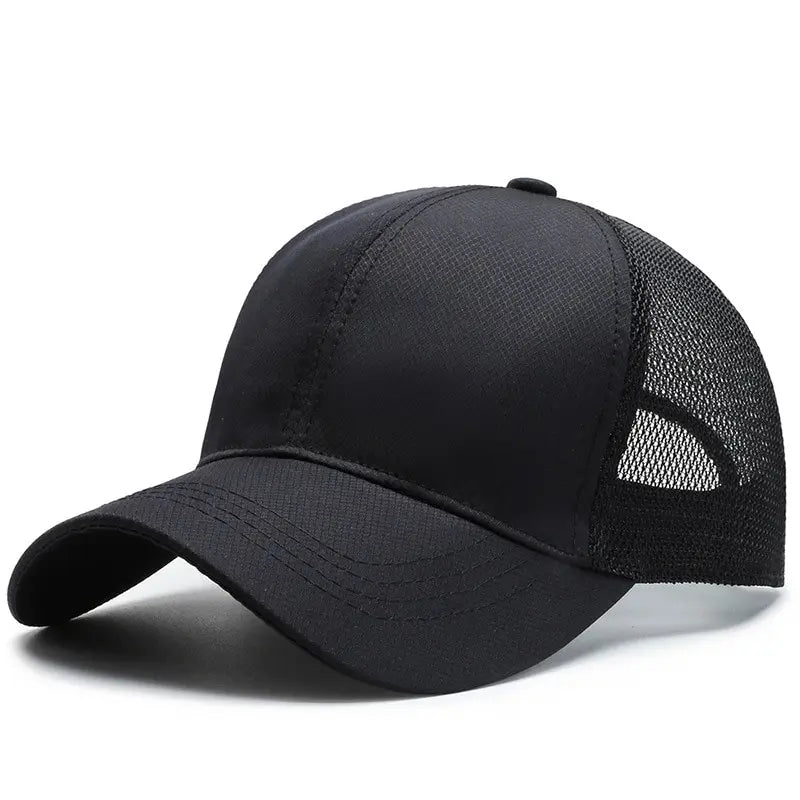 Outdoor Sport Baseballkappe | Herren Sommer Atmungsaktive Mesh-Schirmmütze | Koreanischer Stil Leichte Solide Farbe für Freizeit & Outdoor Kaufschwan® Schwarz Adjustable